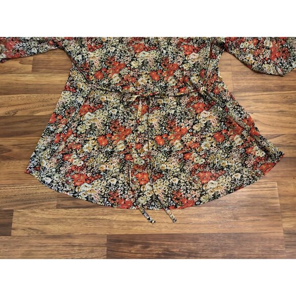 American Rag Cie Plus 2X Floral Boho Peasant Blouse Sheer Lace Yoke Button Front - Picture 15 of 15